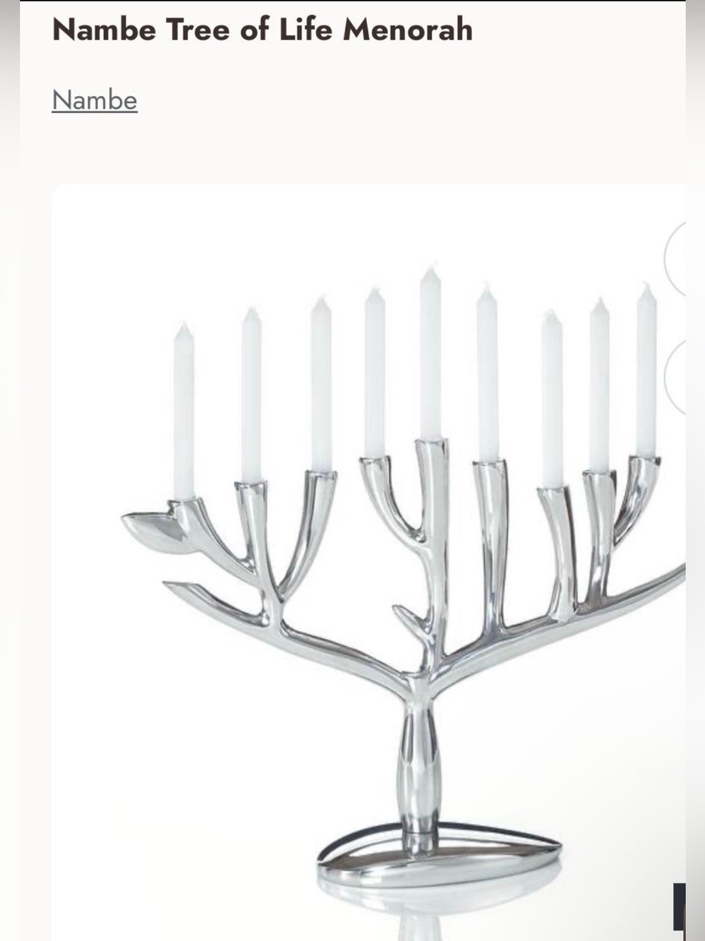 Nambé Tree of Life Menorah, 13.5 x 9” Hanukkah Candle Holder Sculpture
